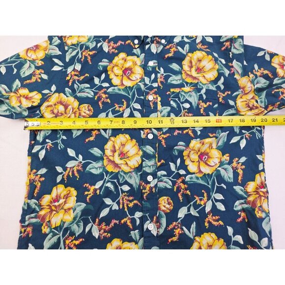 J. Crew Size Small Mens Blue Floral Short Sleeve Button Down Cotton Shirt - Picture 4 of 10